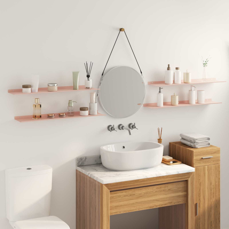 Półka wisząca 4 pcs Różowy 80 x 18 x 2,5 cm Stal
