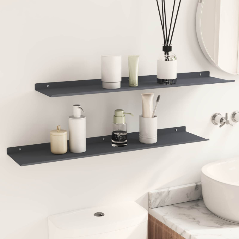 Półka wisząca 2 pcs Antracyt 80 x 18 x 2,5 cm Stal
