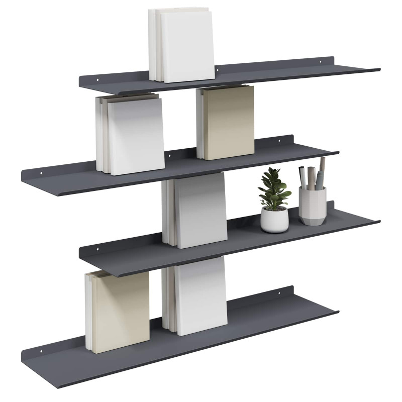 Półka wisząca 4 pcs Antracyt 80 x 18 x 2,5 cm Stal