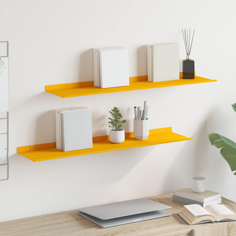 Półka wisząca 2 pcs Musztardowy Żółty 80 x 18 x 2,5 cm Stal