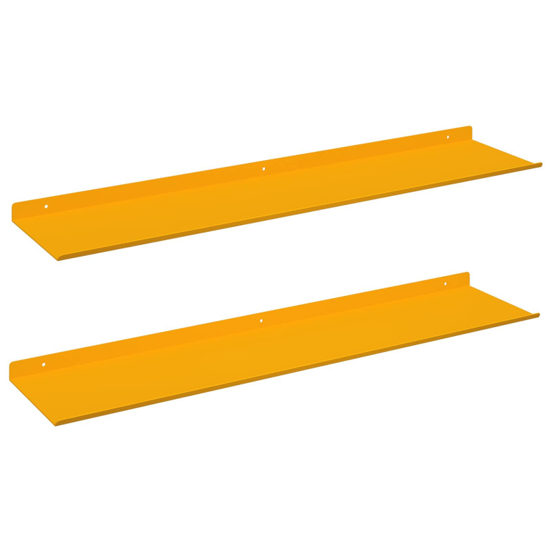 Półka wisząca 2 pcs Musztardowy Żółty 80 x 18 x 2,5 cm Stal