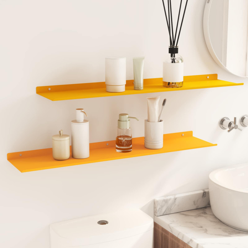 Półka wisząca 2 pcs Musztardowy Żółty 80 x 18 x 2,5 cm Stal