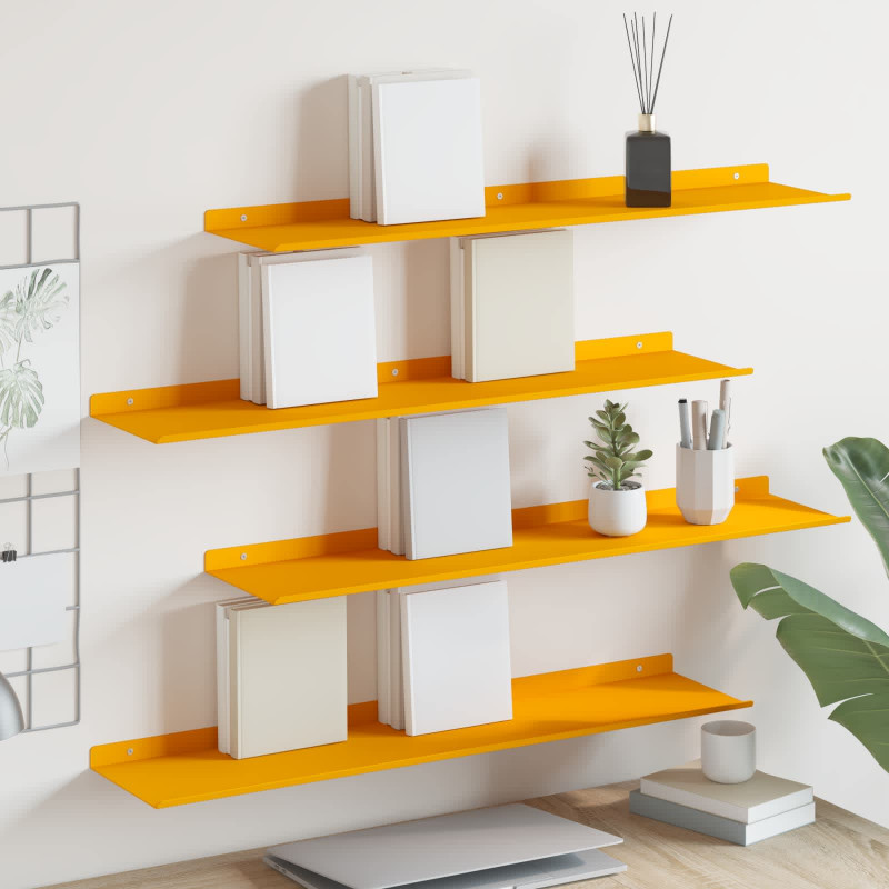 Półka wisząca 4 pcs Musztardowy Żółty 80 x 18 x 2,5 cm Stal