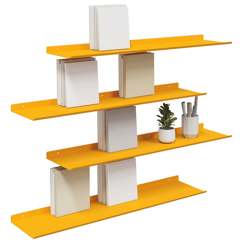 Półka wisząca 4 pcs Musztardowy Żółty 80 x 18 x 2,5 cm Stal