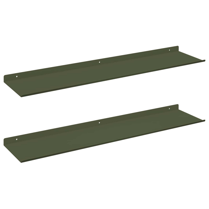 Półka wisząca 2 pcs Zielony oliwkowy 80 x 18 x 2,5 cm Stal