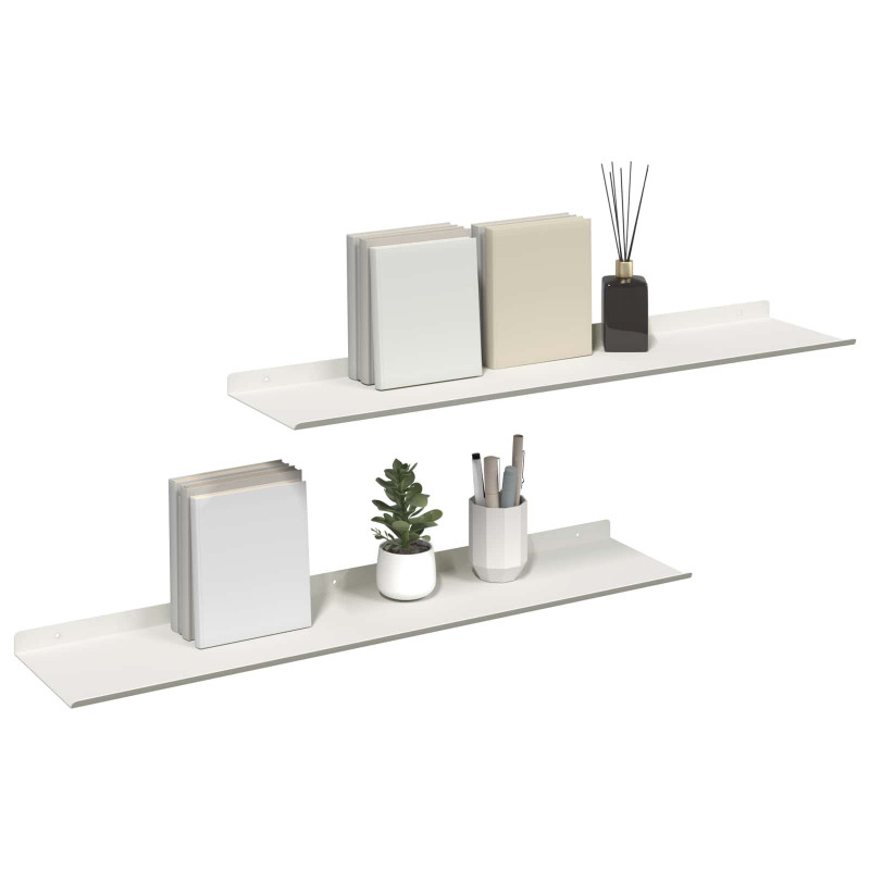 Półka wisząca 2 pcs Biały 80 x 18 x 2,5 cm Stal