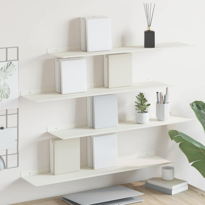 Półka wisząca 4 pcs Biały 80 x 18 x 2,5 cm Stal