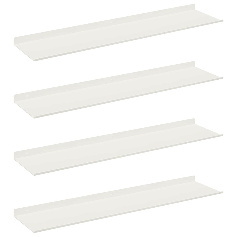 Półka wisząca 4 pcs Biały 80 x 18 x 2,5 cm Stal