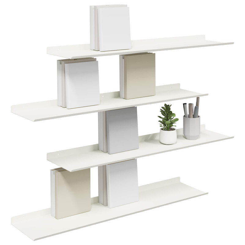 Półka wisząca 4 pcs Biały 80 x 18 x 2,5 cm Stal