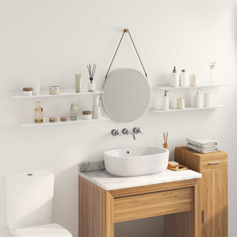 Półka wisząca 4 pcs Biały 80 x 18 x 2,5 cm Stal