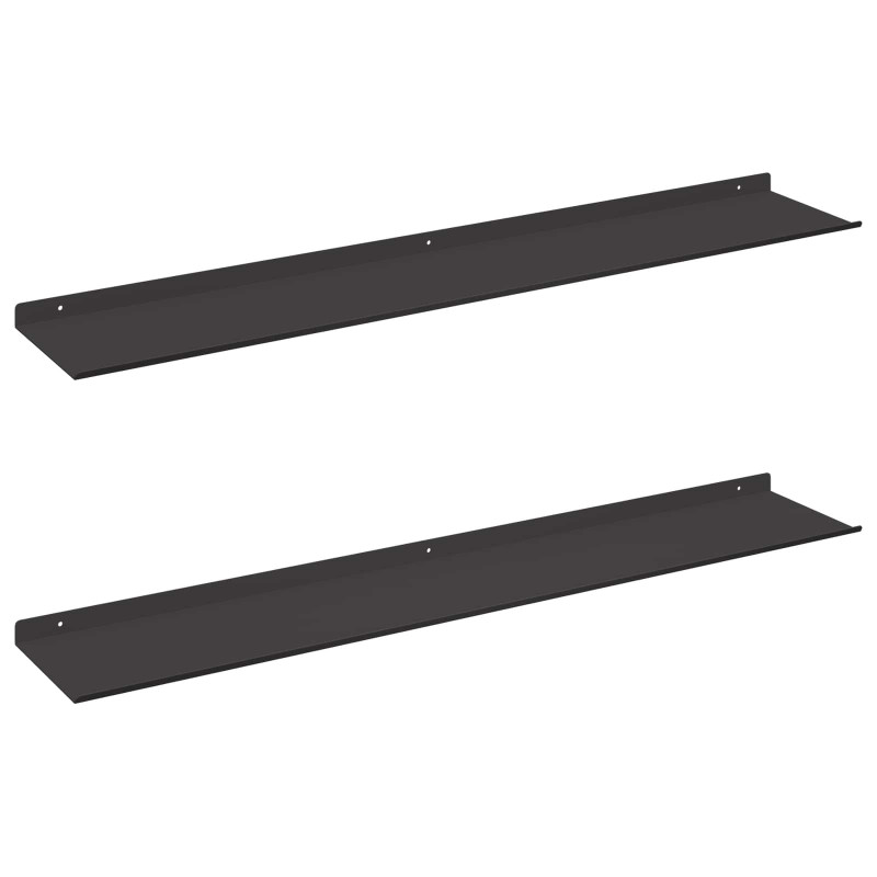 Półka wisząca 2 pcs Czarny 100 x 18 x 2,5 cm Stal