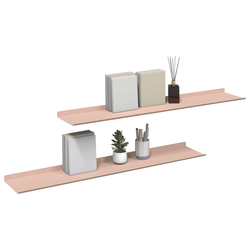 Półka wisząca 2 pcs Różowy 100 x 18 x 2,5 cm Stal