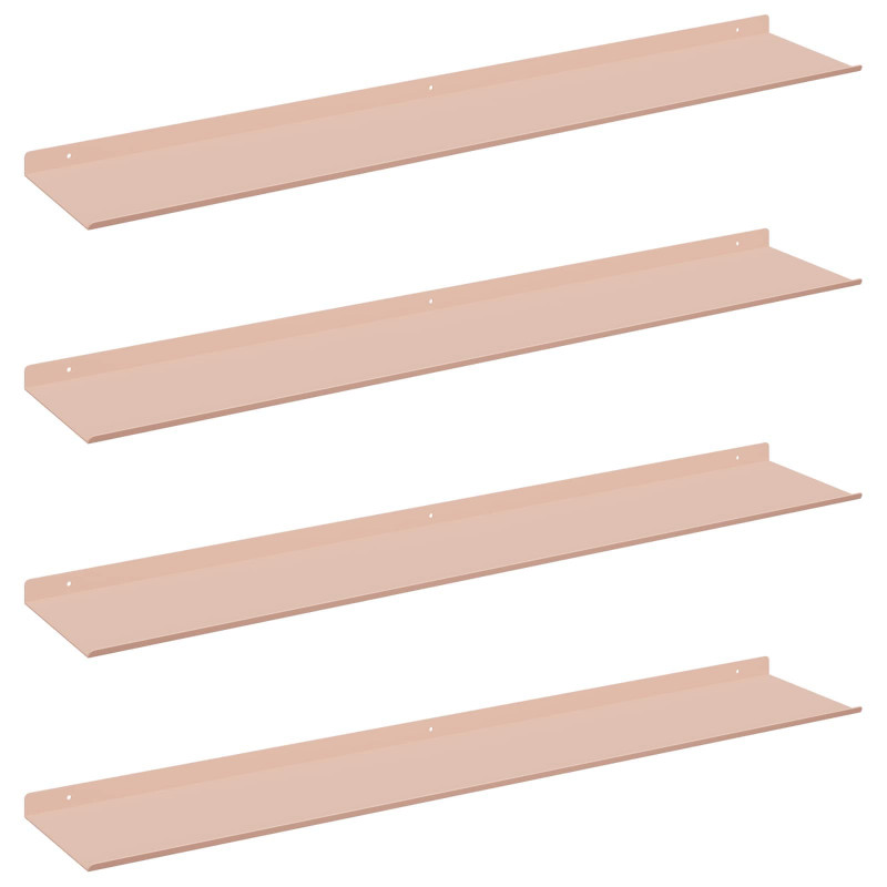 Półka wisząca 4 pcs Różowy 100 x 18 x 2,5 cm Stal