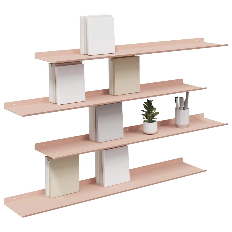 Półka wisząca 4 pcs Różowy 100 x 18 x 2,5 cm Stal