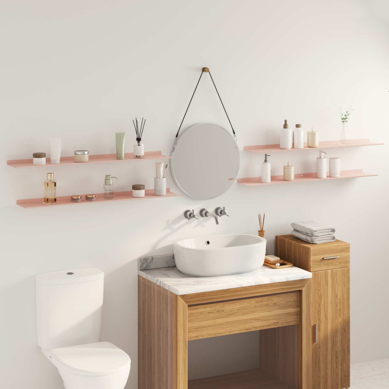 Półka wisząca 4 pcs Różowy 100 x 18 x 2,5 cm Stal