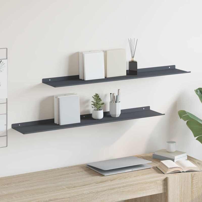 Półka wisząca 2 pcs Antracyt 100 x 18 x 2,5 cm Stal