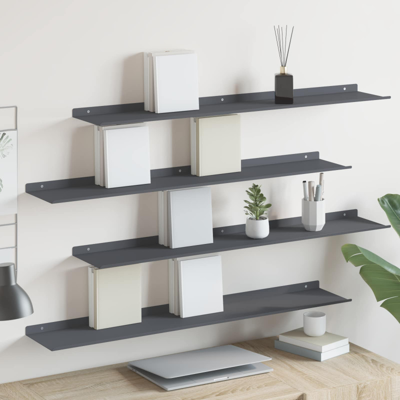 Półka wisząca 4 pcs Antracyt 100 x 18 x 2,5 cm Stal