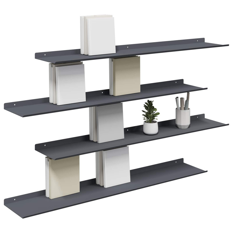 Półka wisząca 4 pcs Antracyt 100 x 18 x 2,5 cm Stal