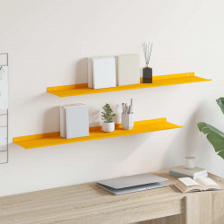 Półka wisząca 2 pcs Musztardowy Żółty 100 x 18 x 2,5 cm Stal