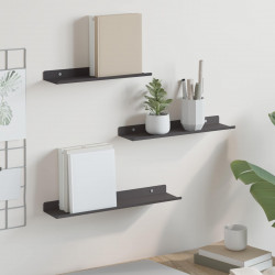 Półka wisząca 3 pcs Czarny 40 x 9 x 2,5 cm Stal