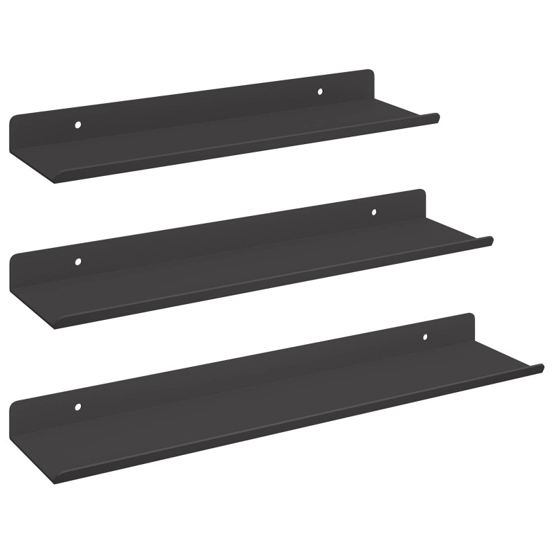 Półka wisząca 3 pcs Czarny 40 x 9 x 2,5 cm Stal