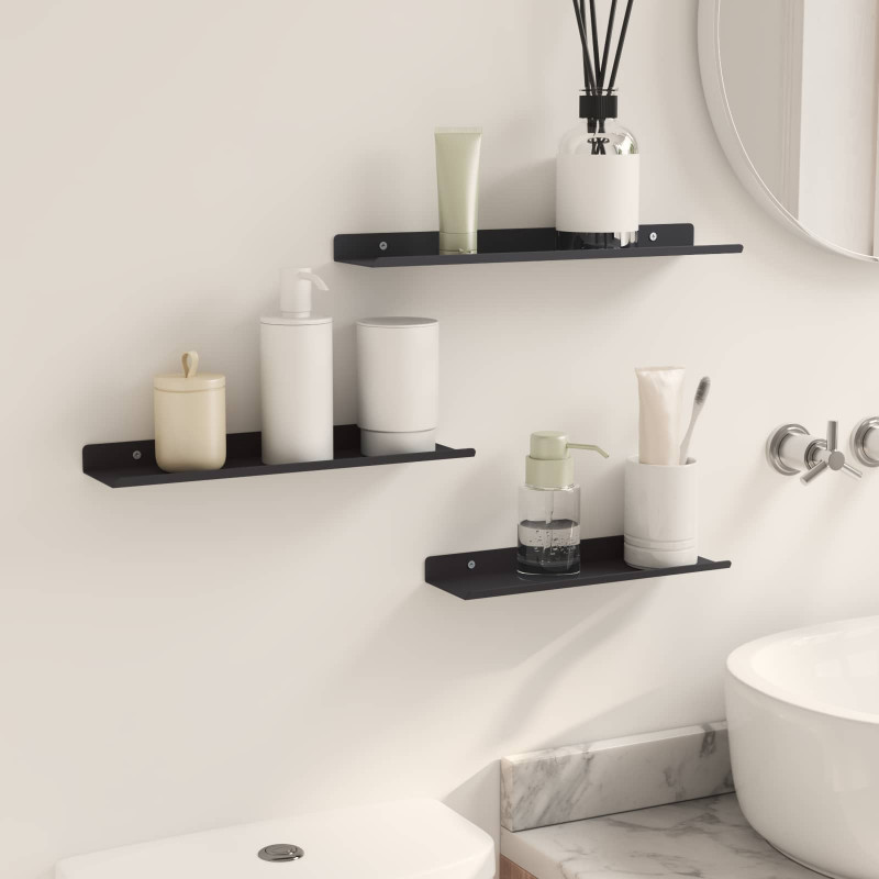 Półka wisząca 3 pcs Czarny 40 x 9 x 2,5 cm Stal