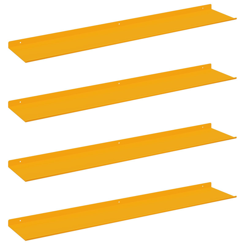 Półka wisząca 4 pcs Musztardowy Żółty 100 x 18 x 2,5 cm Stal