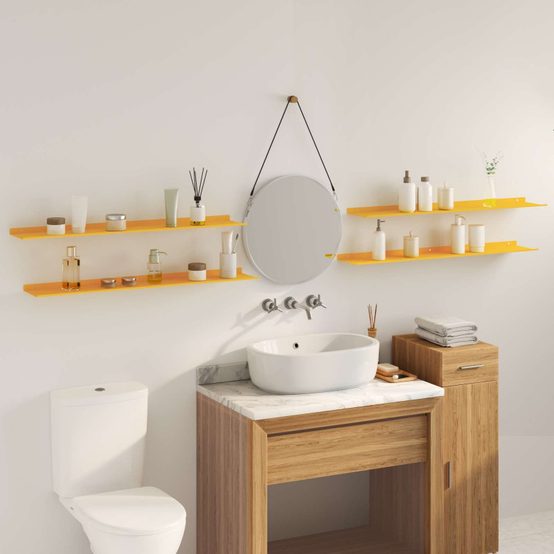 Półka wisząca 4 pcs Musztardowy Żółty 100 x 18 x 2,5 cm Stal