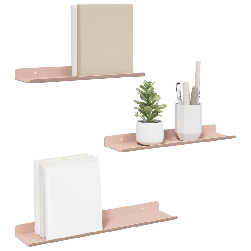 Półka wisząca 3 pcs Różowy 40 x 9 x 2,5 cm Stal