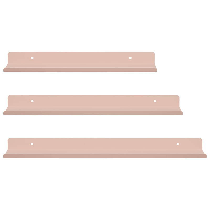 Półka wisząca 3 pcs Różowy 40 x 9 x 2,5 cm Stal