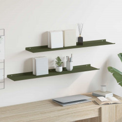 Półka wisząca 2 pcs Zielony oliwkowy 100 x 18 x 2,5 cm Stal