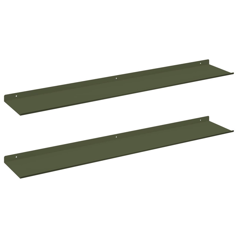 Półka wisząca 2 pcs Zielony oliwkowy 100 x 18 x 2,5 cm Stal