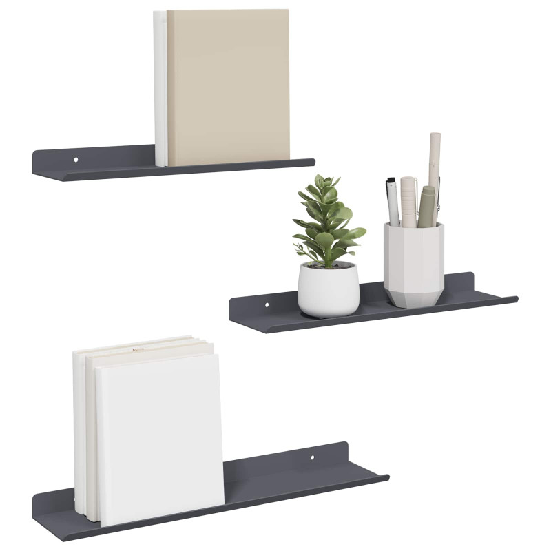 Półka wisząca 3 pcs Antracyt 40 x 9 x 2,5 cm Stal