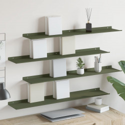 Półka wisząca 4 pcs Zielony oliwkowy 100 x 18 x 2,5 cm Stal