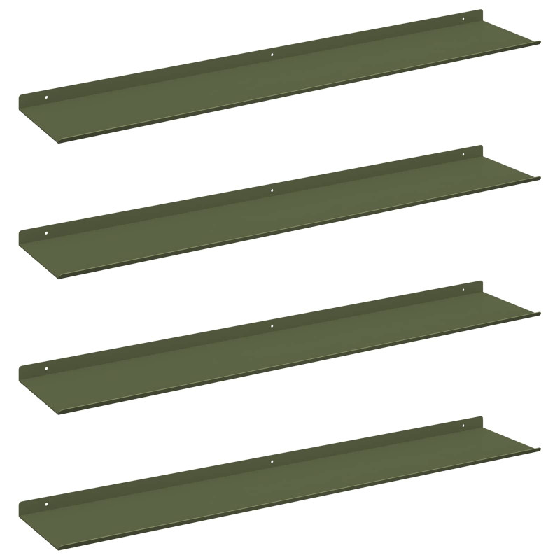 Półka wisząca 4 pcs Zielony oliwkowy 100 x 18 x 2,5 cm Stal