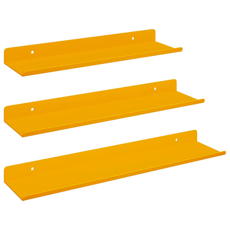 Półka wisząca 3 pcs Musztardowy Żółty 40 x 9 x 2,5 cm Stal