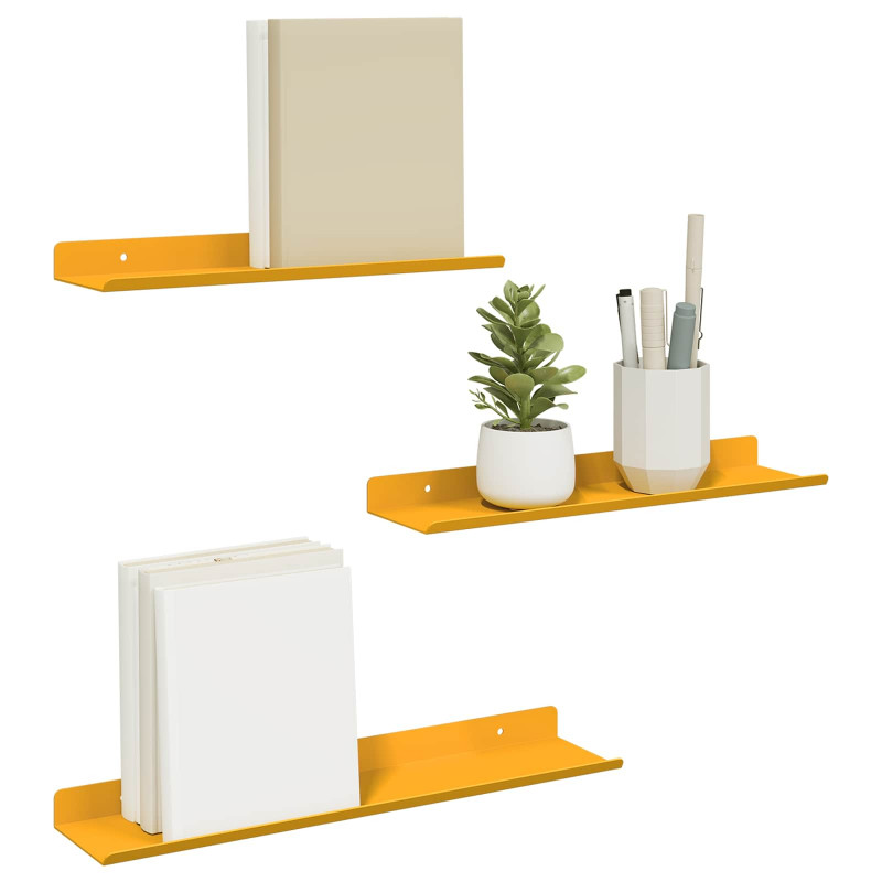 Półka wisząca 3 pcs Musztardowy Żółty 40 x 9 x 2,5 cm Stal