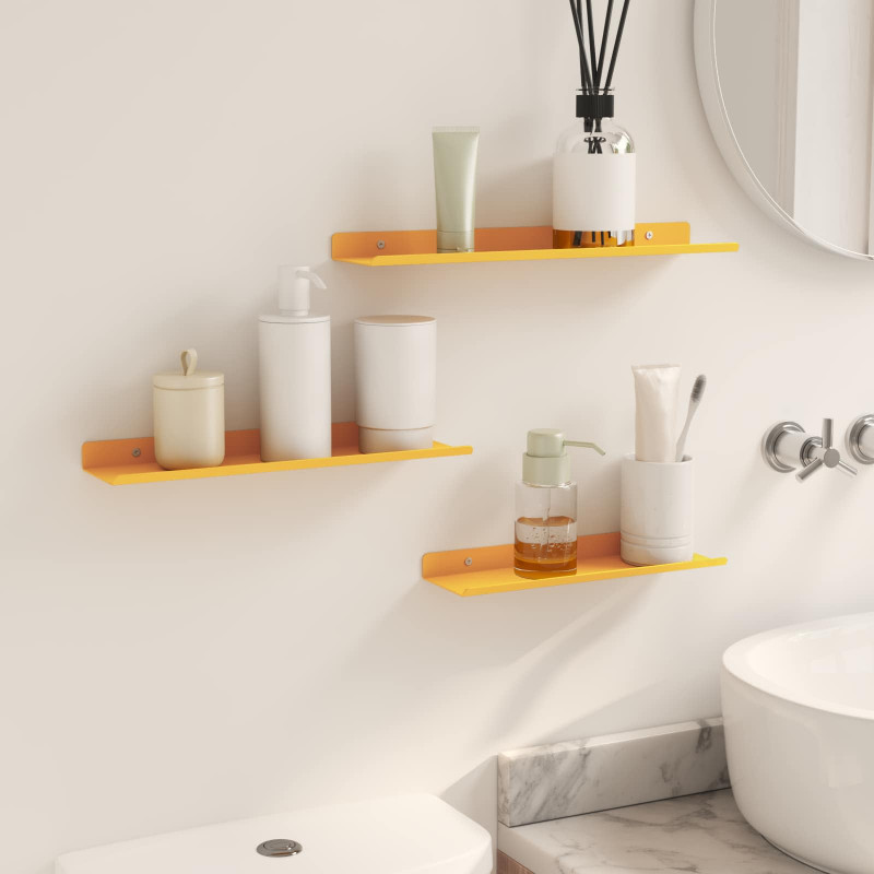 Półka wisząca 3 pcs Musztardowy Żółty 40 x 9 x 2,5 cm Stal