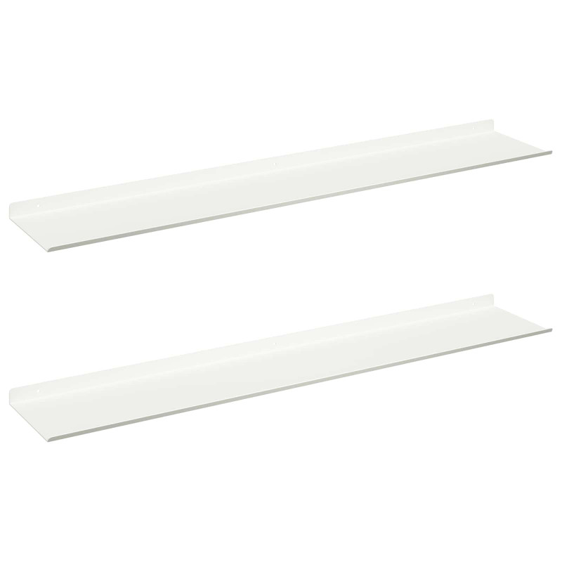 Półka wisząca 2 pcs Biały 100 x 18 x 2,5 cm Stal