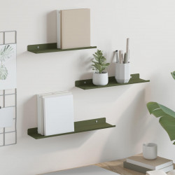 Półka wisząca 3 pcs Zielony oliwkowy 40 x 9 x 2,5 cm Stal
