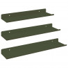 Półka wisząca 3 pcs Zielony oliwkowy 40 x 9 x 2,5 cm Stal