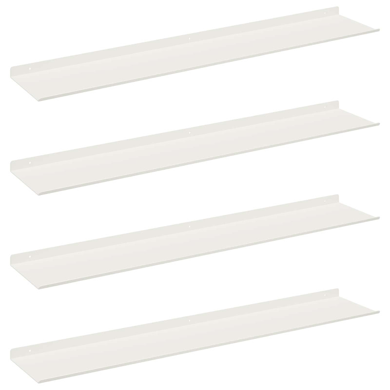 Półka wisząca 4 pcs Biały 100 x 18 x 2,5 cm Stal