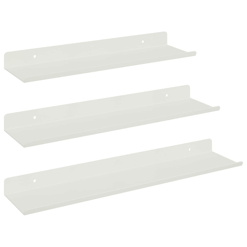 Półka wisząca 3 pcs Biały 40 x 9 x 2,5 cm Stal