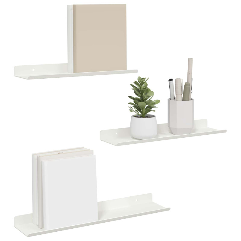 Półka wisząca 3 pcs Biały 40 x 9 x 2,5 cm Stal