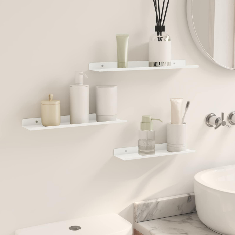 Półka wisząca 3 pcs Biały 40 x 9 x 2,5 cm Stal