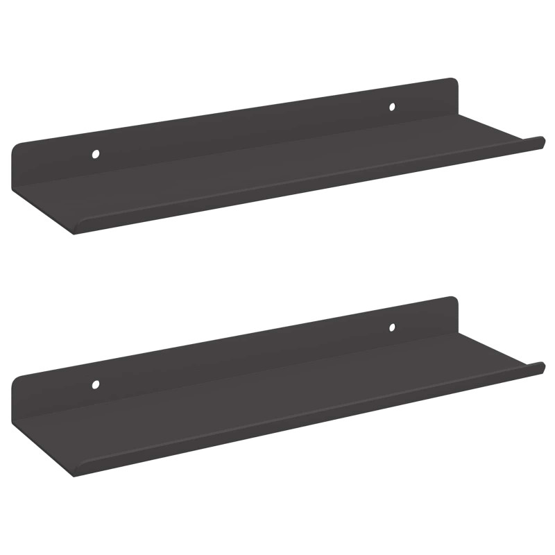 Półka wisząca 2 pcs Czarny 30 x 9 x 2,5 cm Stal