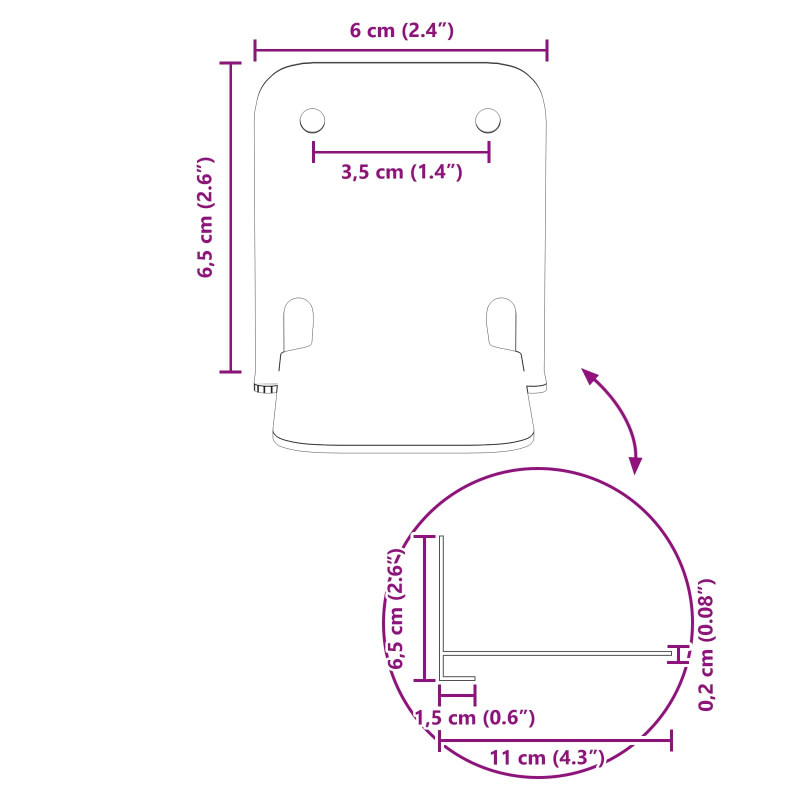 Niewidoczna Pływająca Półka 4 pcs Czarny 6 x 11 x 6,5 cm