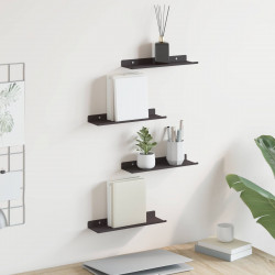 Półka wisząca 4 pcs Czarny 30 x 9 x 2,5 cm Stal
