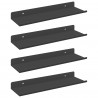 Półka wisząca 4 pcs Czarny 30 x 9 x 2,5 cm Stal