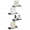 Półka wisząca 4 pcs Czarny 30 x 9 x 2,5 cm Stal